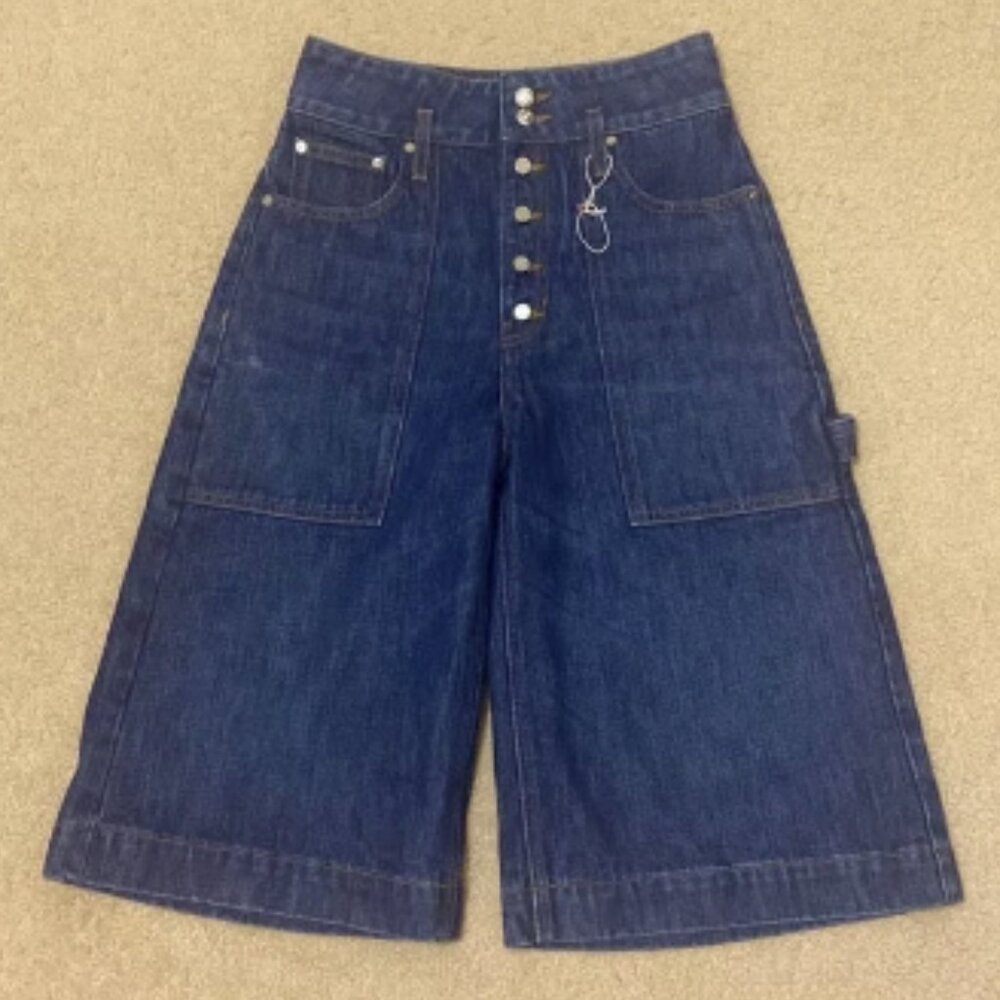 NWOT DEREK LAM 10 CROSBY High-Rise Midi-Length Denim Shorts Women's Size 27